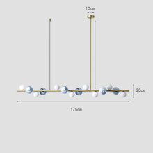 Carica l'immagine nel visualizzatore di Gallery, Lampadario Lineare Personalizzato – Sfere Azzurre in Stile Nordic Art