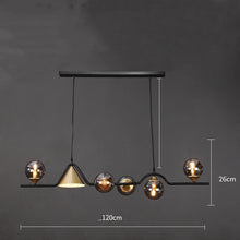 Carica l'immagine nel visualizzatore di Gallery, Lampadario Nordico a Sospensione con Sfere e Cono Dorato – 4/5/6 Luci