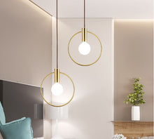 Carica l'immagine nel visualizzatore di Gallery, Nordic restaurant brass chandelier bar counter circle chandelier