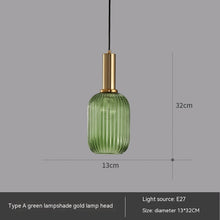 Carica l'immagine nel visualizzatore di Gallery, Bar Restaurant Chandelier Personalized Simple Striped Single-head Paint Green Glass Lantern Chandelier