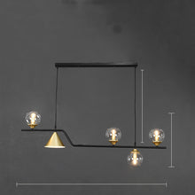 Carica l'immagine nel visualizzatore di Gallery, Lampadario Nordico a Sospensione con Sfere e Cono Dorato – 4/5/6 Luci