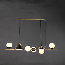 Carica l'immagine nel visualizzatore di Gallery, Lampadario Nordico a Sospensione con Sfere e Cono Dorato – 4/5/6 Luci