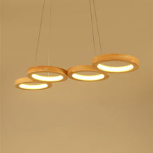 Carica l'immagine nel visualizzatore di Gallery, Lampadario LED in Legno Naturale – Design Circolare per Sala da Pranzo