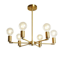 Carica l'immagine nel visualizzatore di Gallery, Lampadario Radiale in Stile Americano – Design Industriale con Finitura Oro