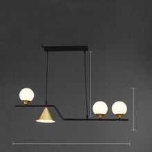 Carica l'immagine nel visualizzatore di Gallery, Lampadario Nordico a Sospensione con Sfere e Cono Dorato – 4/5/6 Luci
