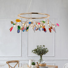 Carica l'immagine nel visualizzatore di Gallery, Lampadario Onice Multicolor – Design Scultoreo con Pietre Naturali