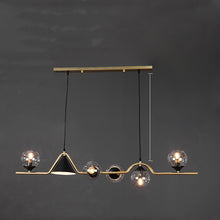 Carica l'immagine nel visualizzatore di Gallery, Lampadario Nordico a Sospensione con Sfere e Cono Dorato – 4/5/6 Luci