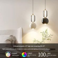Carica l'immagine nel visualizzatore di Gallery, Lampadario da comodino per camera da letto, lampada a sospensione minimalista in vetro