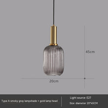 Carica l'immagine nel visualizzatore di Gallery, Bar Restaurant Chandelier Personalized Simple Striped Single-head Paint Green Glass Lantern Chandelier