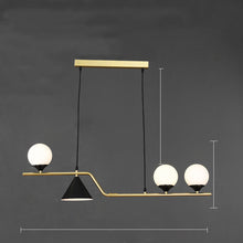 Carica l'immagine nel visualizzatore di Gallery, Lampadario Nordico a Sospensione con Sfere e Cono Dorato – 4/5/6 Luci