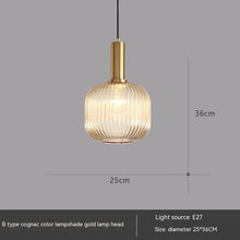 Carica l'immagine nel visualizzatore di Gallery, Bar Restaurant Chandelier Personalized Simple Striped Single-head Paint Green Glass Lantern Chandelier