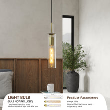Carica l'immagine nel visualizzatore di Gallery, Gold Pendant Light Fixtures, 3 Pack Modern Pendant Lighting With Clear Striped Glass Shade, Hanging Pendant Lights Kitchen Island, Farmhouse Pendant Lighting For Dining Room Bedroom Bathroom