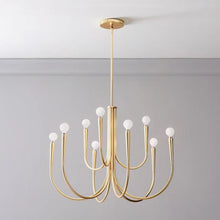 Carica l'immagine nel visualizzatore di Gallery, Lampadario Oro a 9 Bracci | Stile Nordic French | Regolabile e Scultoreo