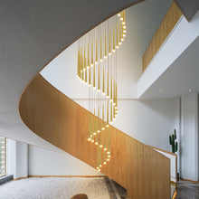 Carica l'immagine nel visualizzatore di Gallery, Staircase Long Chandelier Rotary Compound Ring Ceiling Lamp
