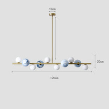 Carica l'immagine nel visualizzatore di Gallery, Lampadario Lineare Personalizzato – Sfere Azzurre in Stile Nordic Art