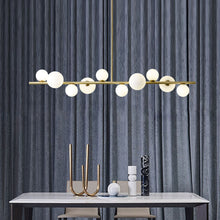 Carica l'immagine nel visualizzatore di Gallery, Lampadario Lineare Personalizzato – Sfere Azzurre in Stile Nordic Art