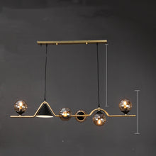 Carica l'immagine nel visualizzatore di Gallery, Lampadario Nordico a Sospensione con Sfere e Cono Dorato – 4/5/6 Luci