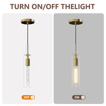 Carica l'immagine nel visualizzatore di Gallery, Gold Pendant Light Fixtures, 3 Pack Modern Pendant Lighting With Clear Striped Glass Shade, Hanging Pendant Lights Kitchen Island, Farmhouse Pendant Lighting For Dining Room Bedroom Bathroom