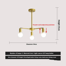 Carica l'immagine nel visualizzatore di Gallery, Lampadario Radiale in Stile Americano – Design Industriale con Finitura Oro