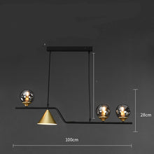Carica l'immagine nel visualizzatore di Gallery, Lampadario Nordico a Sospensione con Sfere e Cono Dorato – 4/5/6 Luci