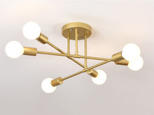 Carica l'immagine nel visualizzatore di Gallery, Lampadario Geometrico Moderno a 6/8 Luci – Design Lineare in Ferro e Ottone