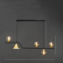 Carica l'immagine nel visualizzatore di Gallery, Lampadario Nordico a Sospensione con Sfere e Cono Dorato – 4/5/6 Luci