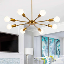 Carica l'immagine nel visualizzatore di Gallery, Lampadario Radiale in Stile Americano – Design Industriale con Finitura Oro