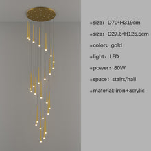 Carica l'immagine nel visualizzatore di Gallery, Staircase Long Chandelier Rotary Compound Ring Ceiling Lamp