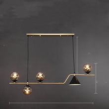 Carica l'immagine nel visualizzatore di Gallery, Lampadario Nordico a Sospensione con Sfere e Cono Dorato – 4/5/6 Luci