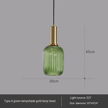 Carica l'immagine nel visualizzatore di Gallery, Bar Restaurant Chandelier Personalized Simple Striped Single-head Paint Green Glass Lantern Chandelier