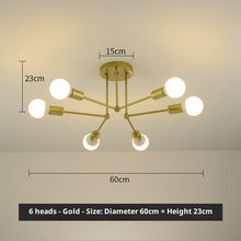 Carica l'immagine nel visualizzatore di Gallery, Lampada da soffitto in ferro battuto in stile nordico con 6 o 8 aste di ferro