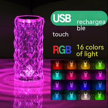 Carica l'immagine nel visualizzatore di Gallery, Lampada da tavolo a LED creativa con atmosfera a forma di rosa di cristallo