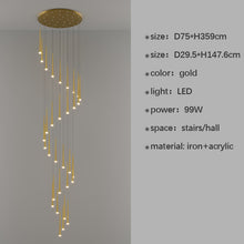 Carica l'immagine nel visualizzatore di Gallery, Staircase Long Chandelier Rotary Compound Ring Ceiling Lamp