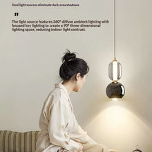 Carica l'immagine nel visualizzatore di Gallery, Lampadario da comodino per camera da letto, lampada a sospensione minimalista in vetro