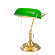 Carica l'immagine nel visualizzatore di Gallery, Lampada da Tavolo in Ottone con Paralume Verde Vintage – Stile Classico da Ufficio
