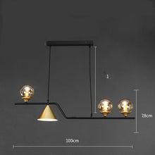 Carica l'immagine nel visualizzatore di Gallery, Lampadario Nordico a Sospensione con Sfere e Cono Dorato – 4/5/6 Luci
