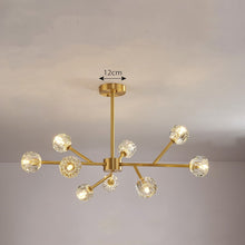 Carica l'immagine nel visualizzatore di Gallery, Lampadario nordico moderno semplice in cristallo, tutte le luci in rame, lampade di lusso