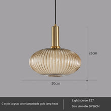 Carica l'immagine nel visualizzatore di Gallery, Bar Restaurant Chandelier Personalized Simple Striped Single-head Paint Green Glass Lantern Chandelier