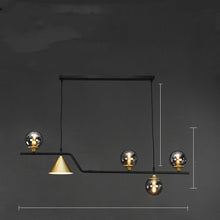 Carica l'immagine nel visualizzatore di Gallery, Lampadario Nordico a Sospensione con Sfere e Cono Dorato – 4/5/6 Luci
