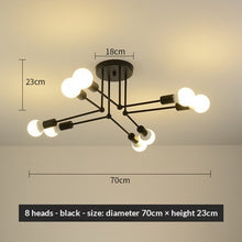 Carica l'immagine nel visualizzatore di Gallery, Lampada da soffitto in ferro battuto in stile nordico con 6 o 8 aste di ferro
