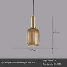 Carica l'immagine nel visualizzatore di Gallery, Bar Restaurant Chandelier Personalized Simple Striped Single-head Paint Green Glass Lantern Chandelier
