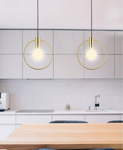 Carica l'immagine nel visualizzatore di Gallery, Nordic restaurant brass chandelier bar counter circle chandelier
