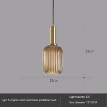 Carica l'immagine nel visualizzatore di Gallery, Bar Restaurant Chandelier Personalized Simple Striped Single-head Paint Green Glass Lantern Chandelier
