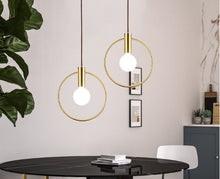 Carica l'immagine nel visualizzatore di Gallery, Nordic restaurant brass chandelier bar counter circle chandelier
