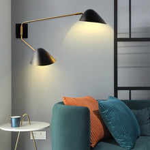Carica l'immagine nel visualizzatore di Gallery, Bedside Table Study Intelligent Double-headed Wall Lamp Modern Living Room Bedroom Long Arm Single Head Lamp
