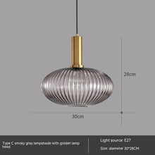 Carica l'immagine nel visualizzatore di Gallery, Bar Restaurant Chandelier Personalized Simple Striped Single-head Paint Green Glass Lantern Chandelier
