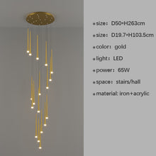 Carica l'immagine nel visualizzatore di Gallery, Staircase Long Chandelier Rotary Compound Ring Ceiling Lamp
