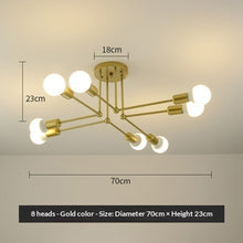 Carica l'immagine nel visualizzatore di Gallery, Lampada da soffitto in ferro battuto in stile nordico con 6 o 8 aste di ferro
