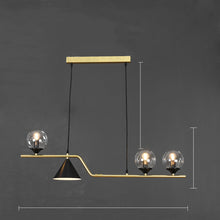 Carica l'immagine nel visualizzatore di Gallery, Lampadario Nordico a Sospensione con Sfere e Cono Dorato – 4/5/6 Luci
