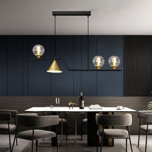 Carica l'immagine nel visualizzatore di Gallery, Lampadario Nordico a Sospensione con Sfere e Cono Dorato – 4/5/6 Luci
